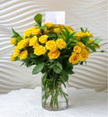 Vase Flowers - Yellow Baby Roses