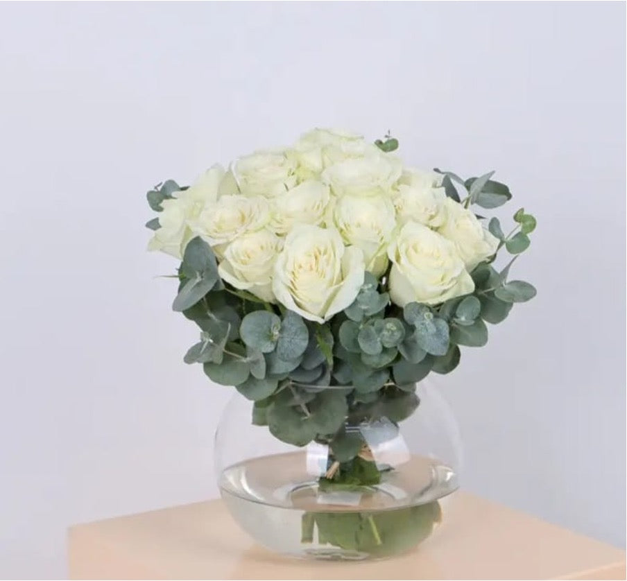 Fish Bowl White Roses