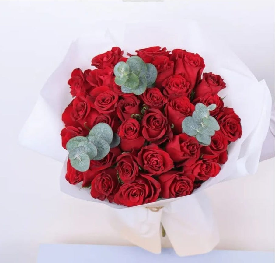 Bouquet Flowers - Red & White